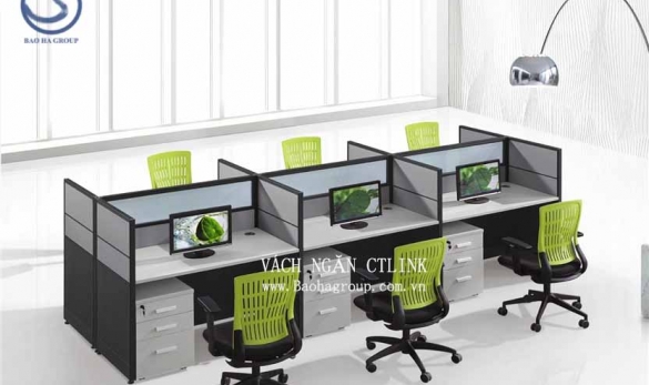 Vách ngăn bàn làm việc nỉ 06 nhân viên